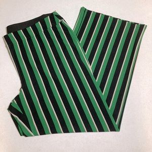 INC green black stripe wide leg pants size XL